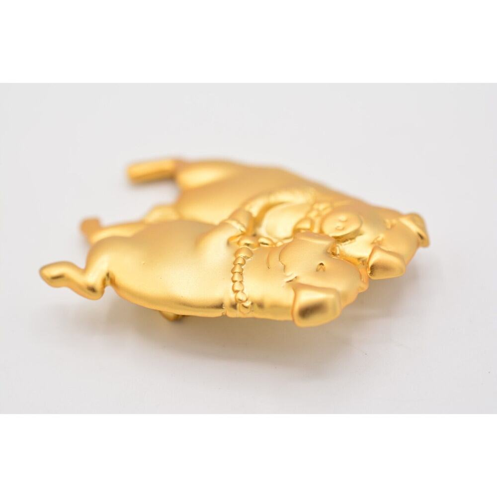 Vintage Pin Pig Brooch Brushed Gold Slow Dancing Lovers Husband Wife 80s BinA10 - Picture 9 of 12